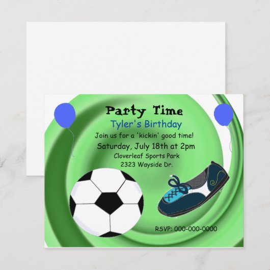 Invitation d'anniversaire pour un match de footbal (Devant / Derrière)