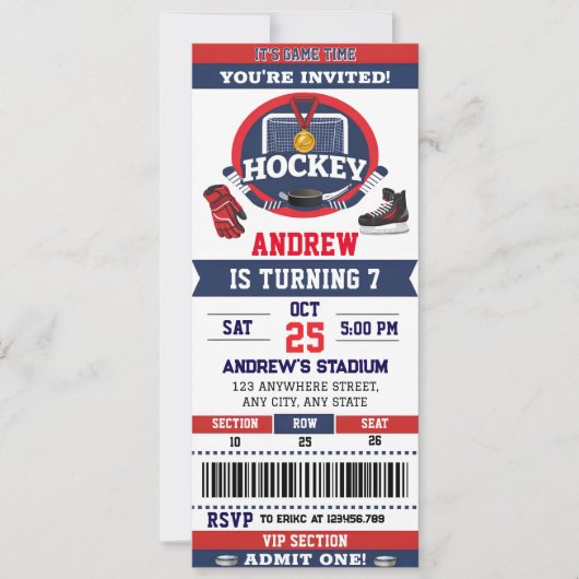 Invitation d'anniversaire pour un match de hockey (Devant)