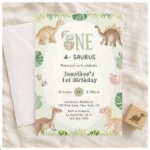Invitation d'anniversaire pour un One a Saurus 1 a