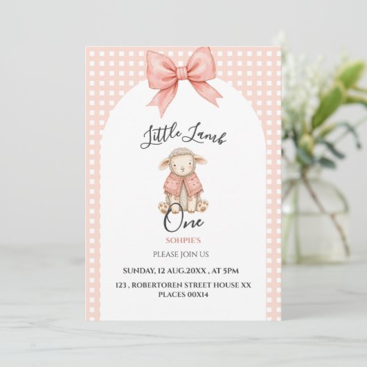 Invitation d'anniversaire pour un petit agneau (Debout devant)