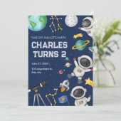 Invitation d'anniversaire pour un petit astronaute (Debout devant)