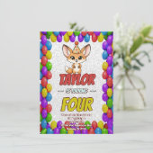 Invitation d'anniversaire pour un renard fennec mi (Debout devant)