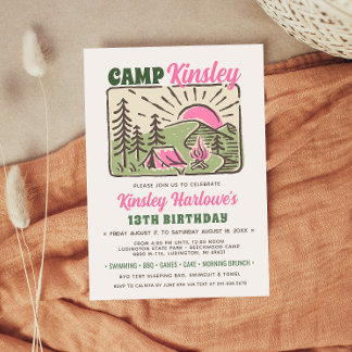 Invitation d'anniversaire pour un week-end au camp