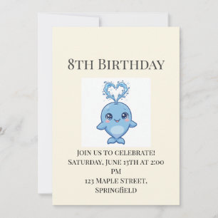 Invitation d'anniversaire pour une baleine bébé mi