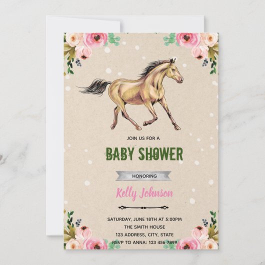 Invitation d'anniversaire pour une douche de cowgi (Devant)
