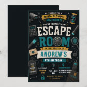 Invitation d'anniversaire pour une Escape Room mys (Devant / Derrière)