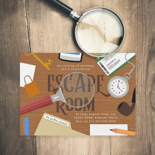 Invitation d'anniversaire pour une Escape Room Mys