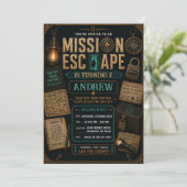 Invitation d'anniversaire pour une Escape Room num (Debout devant)