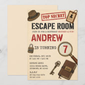 Invitation d'anniversaire pour une Escape Room per (Devant / Derrière)