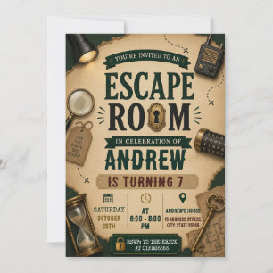 Invitation d'anniversaire pour une Escape Room per