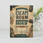 Invitation d'anniversaire pour une Escape Room per (Debout devant)