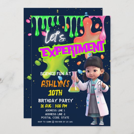 Invitation d'anniversaire pour une expérience scie (Devant / Derrière)