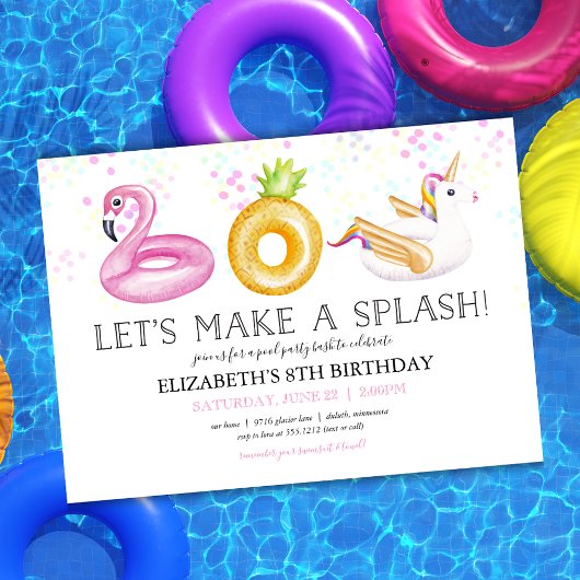 Invitation d'anniversaire pour une fête à la pisci
