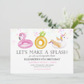 Invitation d'anniversaire pour une fête à la pisci (Debout devant)