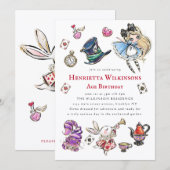Invitation d'anniversaire pour une fête à thé du C (Devant / Derrière)
