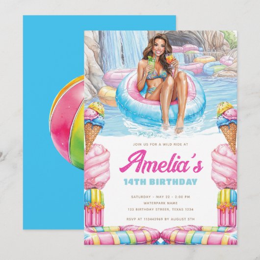 Invitation d'anniversaire pour une fête adolescent (Devant / Derrière)