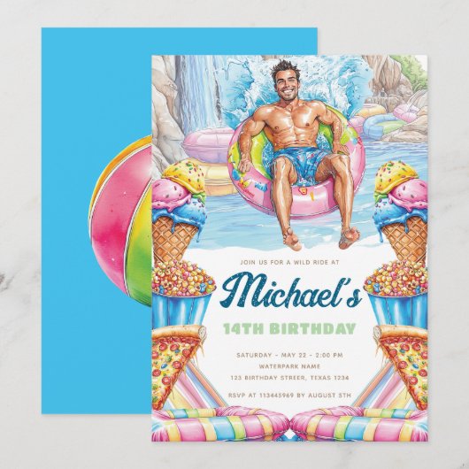 Invitation d'anniversaire pour une fête adolescent (Devant / Derrière)