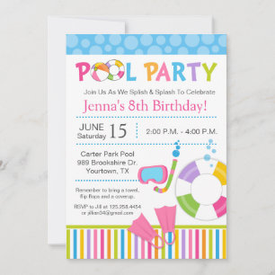 Invitation d'anniversaire pour une fête au bord de