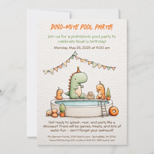 Invitation d'anniversaire pour une fête au bord de (Devant)
