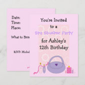 Invitation d'anniversaire pour une fête au spa (Devant / Derrière)