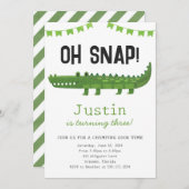 Invitation d'anniversaire pour une fête d'alligato (Devant / Derrière)