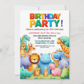 Invitation d'anniversaire pour une fête d'animaux (Devant)