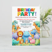 Invitation d'anniversaire pour une fête d'animaux (Debout devant)