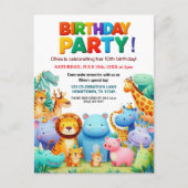 Invitation d'anniversaire pour une fête d'animaux (Devant)
