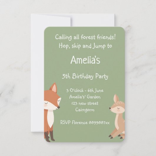 Invitation d'anniversaire pour une fête d'animaux (Devant)