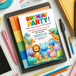 Invitation d'anniversaire pour une fête d'animaux