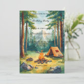 Invitation d'anniversaire pour une fête de camping (Debout devant)