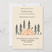 Invitation d'anniversaire pour une fête de camping (Devant)