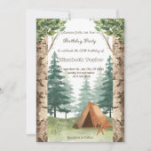 Invitation d'anniversaire pour une fête de camping (Devant)