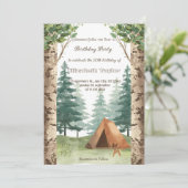 Invitation d'anniversaire pour une fête de camping (Debout devant)