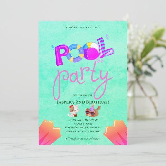 Invitation d'anniversaire pour une fête de chien a (Debout devant)
