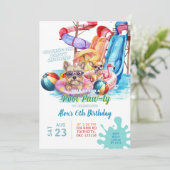 Invitation d'anniversaire pour une fête de chiots (Debout devant)