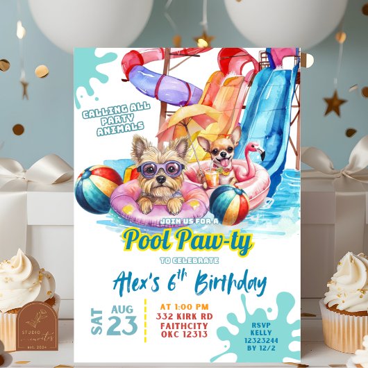Invitation d'anniversaire pour une fête de chiots