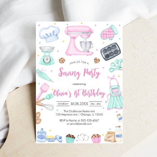 Invitation d'anniversaire pour une fête de couture