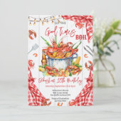 Invitation d'anniversaire pour une fête de crabe d (Debout devant)