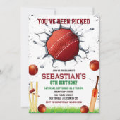 Invitation d'anniversaire pour une fête de cricket (Devant)