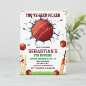 Invitation d'anniversaire pour une fête de cricket (Debout devant)
