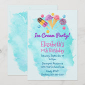 Invitation d'anniversaire pour une fête de glace P (Devant / Derrière)