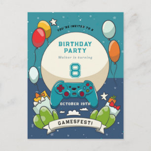 Invitation d'anniversaire pour une fête de jeux po