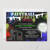 Invitation d'anniversaire pour une fête de paintba (Devant)