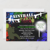 Invitation d'anniversaire pour une fête de paintba (Devant)
