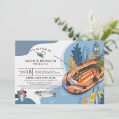 Invitation d'anniversaire pour une fête de pêche (Debout devant)