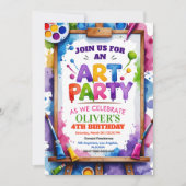 Invitation d'anniversaire pour une fête de peintur (Devant)
