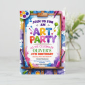 Invitation d'anniversaire pour une fête de peintur (Debout devant)