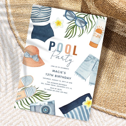 Invitation d'anniversaire pour une fête de piscine