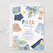 Invitation d'anniversaire pour une fête de piscine (Devant)
